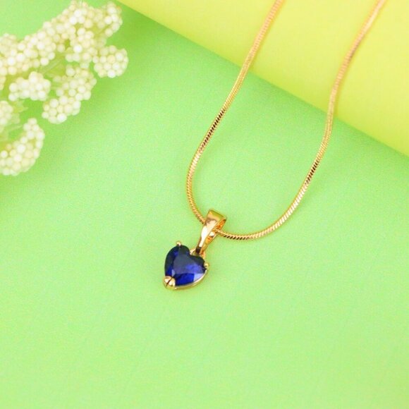 "Heart-Shaped Dark Blue Pendant with Rose Gold Finish, XPPT1321 - Picture 13 of 13